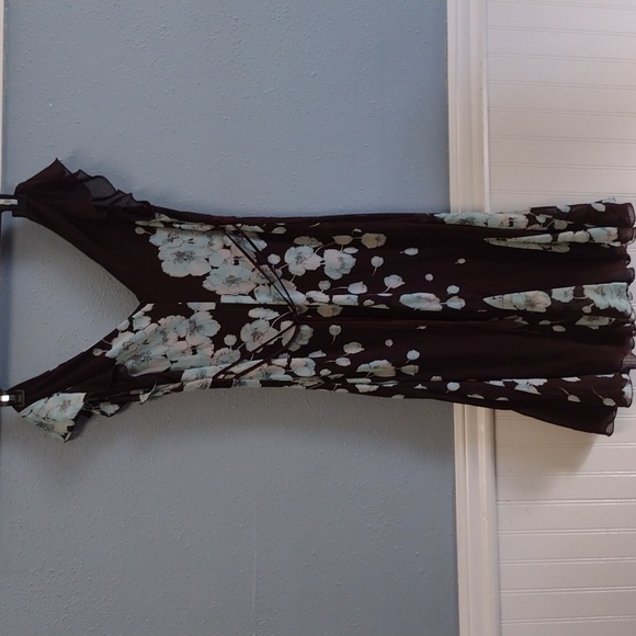 Studio Y Y2K Floral V-Neck Dress in Brown and Blue size 7/8 - Picture 7 of 16
